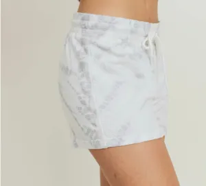 Ladies Tie-Dye Grey and White Lounge Shorts