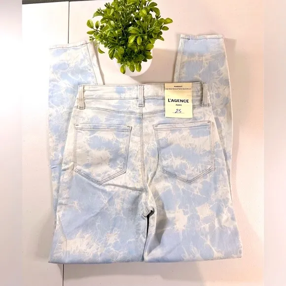 L'AGENCE Margot Tie-Dye High-Rise Skinny Jeans, Abyss - Size 25, NEW