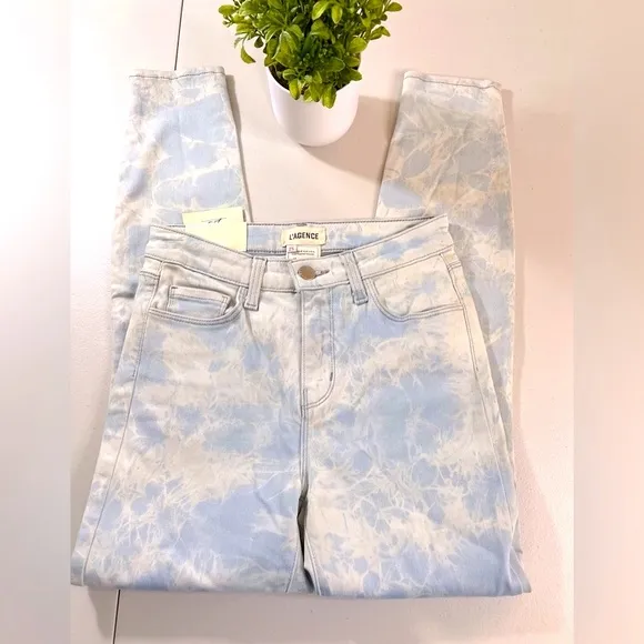 L'AGENCE Margot Tie-Dye High-Rise Skinny Jeans, Abyss - Size 25, NEW