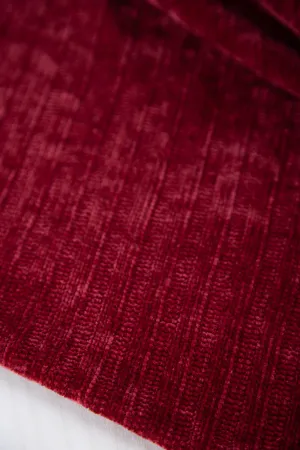 Large Rib Chenille Sweater Knit Deadstock - Bordeaux