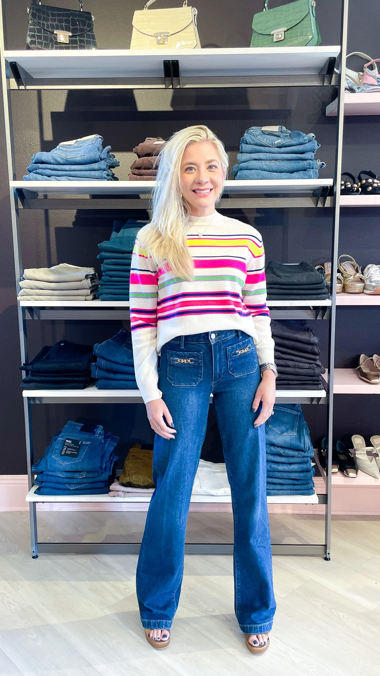 Leenah Clasp Patch Pockets Jeans