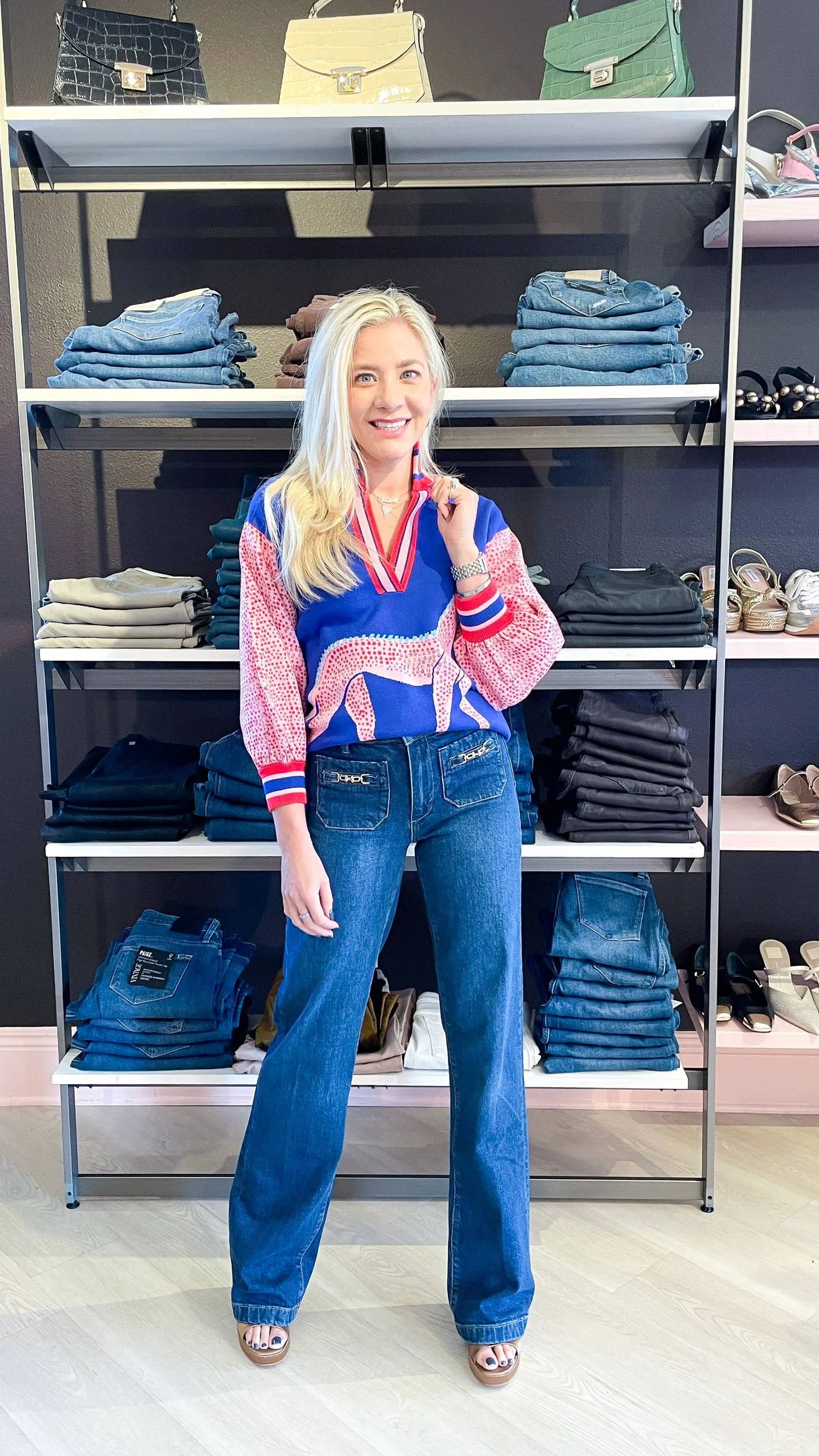 Leenah Clasp Patch Pockets Jeans