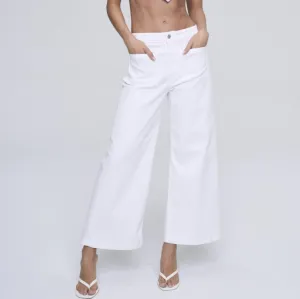 Leighton High Rise Crop Wide Leg White Jeans