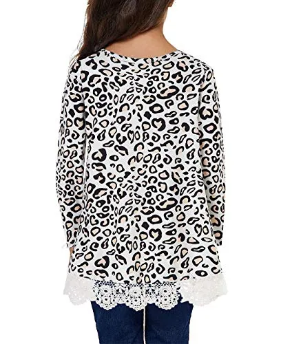Leopard Lace Tees - Girls Size 10-11