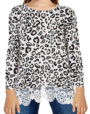 Leopard Lace Tees - Girls Size 10-11