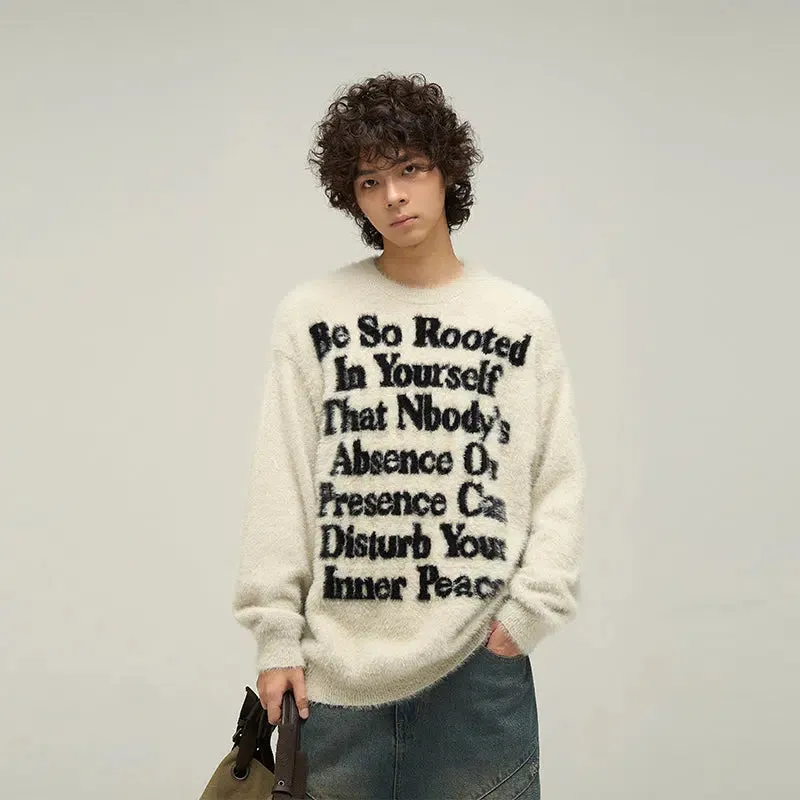 Letter Printed Furry Sweater