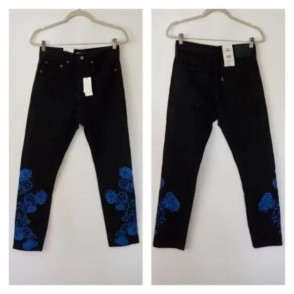Levi's Embroidered 501 Skinny Made and Crafted Jeans Black Women's Size 26/28