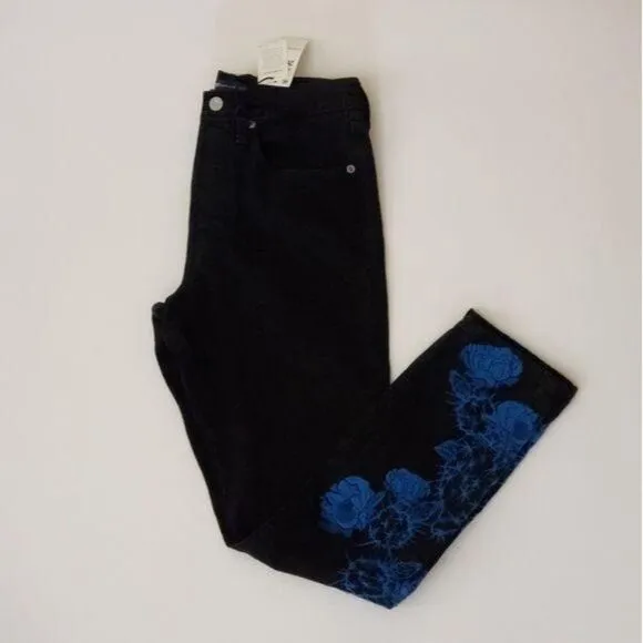 Levi's Embroidered 501 Skinny Made and Crafted Jeans Black Women's Size 26/28