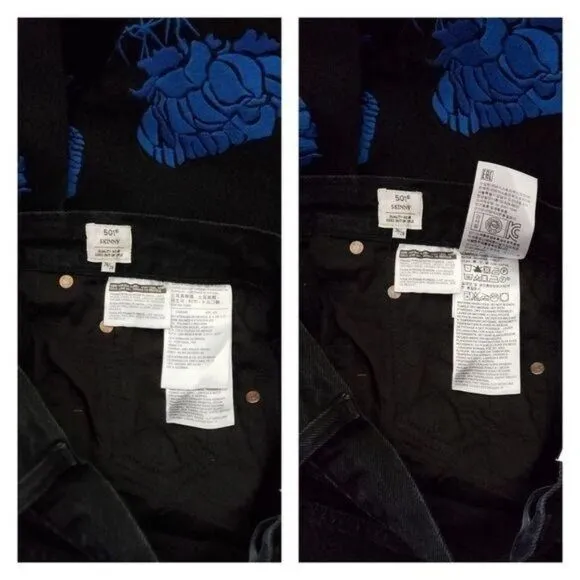 Levi's Embroidered 501 Skinny Made and Crafted Jeans Black Women's Size 26/28