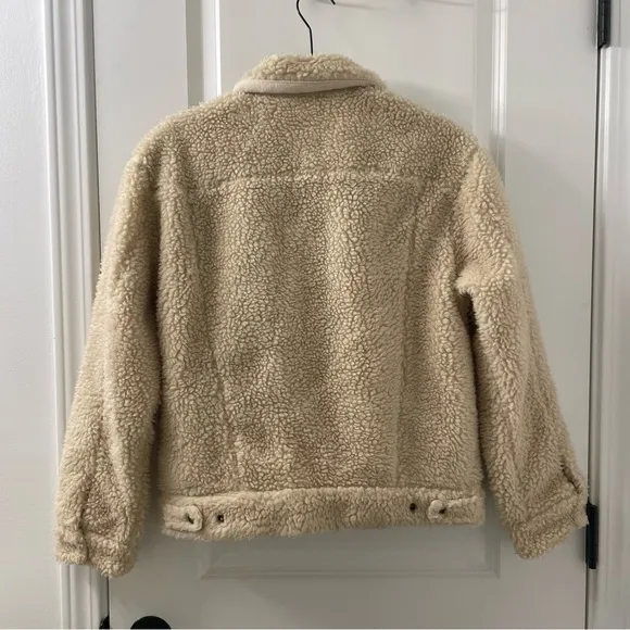 Levi’s Sherpa Trucker Cropped Ex Boyfriend Jacket Womens Size Small