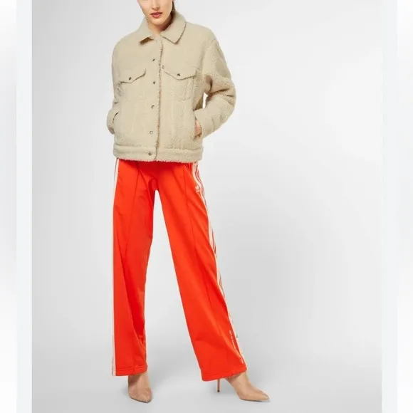 Levi’s Sherpa Trucker Cropped Ex Boyfriend Jacket Womens Size Small