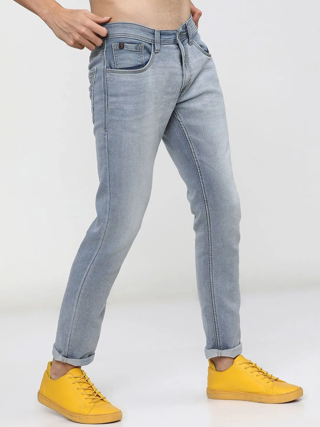 LOCOMOTIVE Men Super Slim Fit Light Fade Clean Look Stretchable Jeans