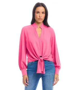 Long Sleeve Tie-Front Top