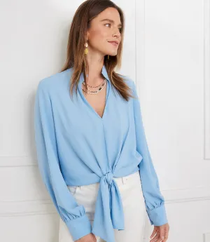 Long Sleeve Tie-Front Top