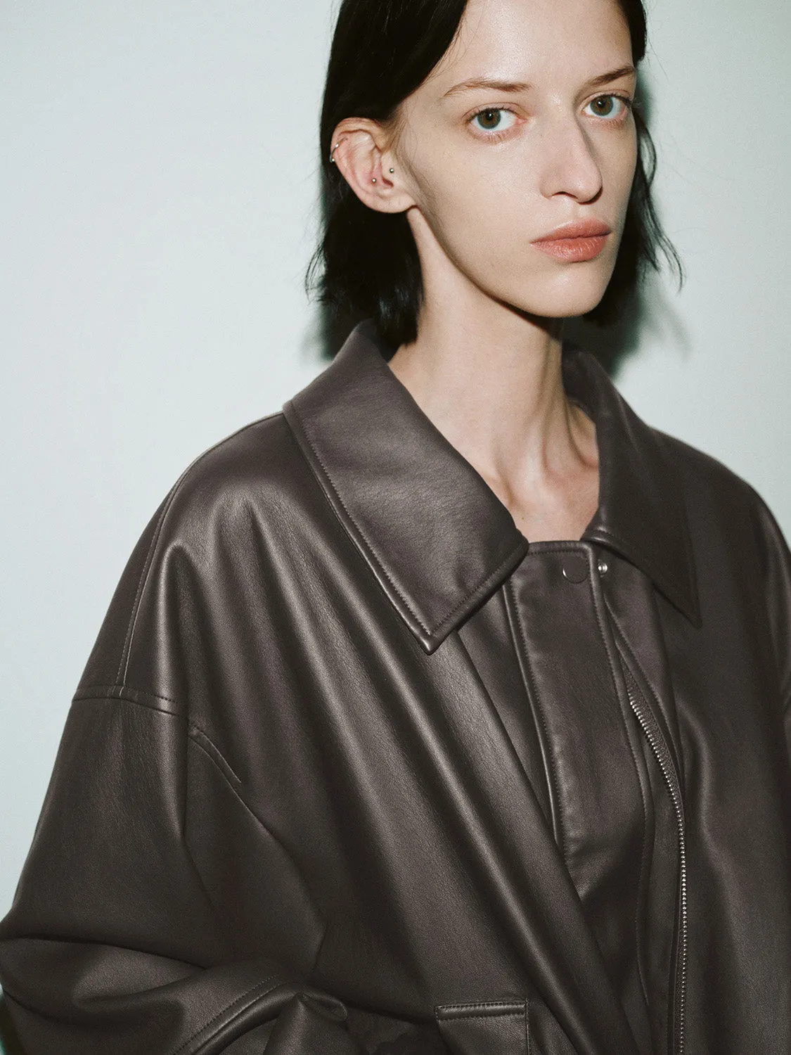 Loose Vegan Leather Jackets