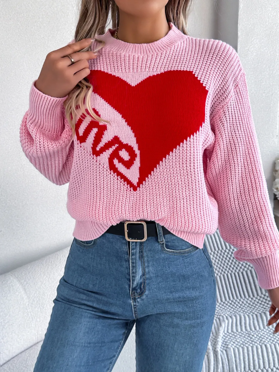 LOVE Heart Dropped Shoulder Sweater