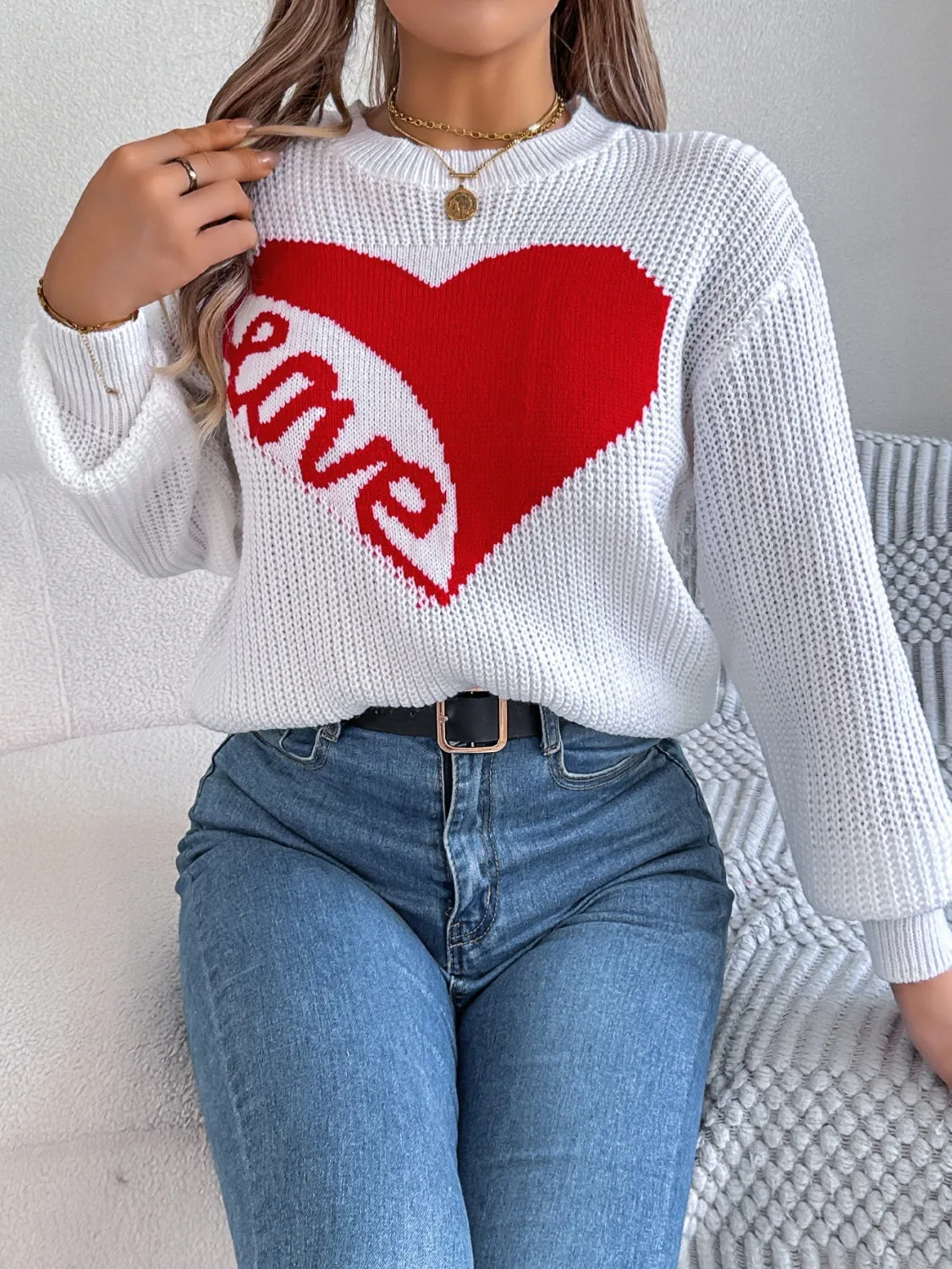 LOVE Heart Dropped Shoulder Sweater