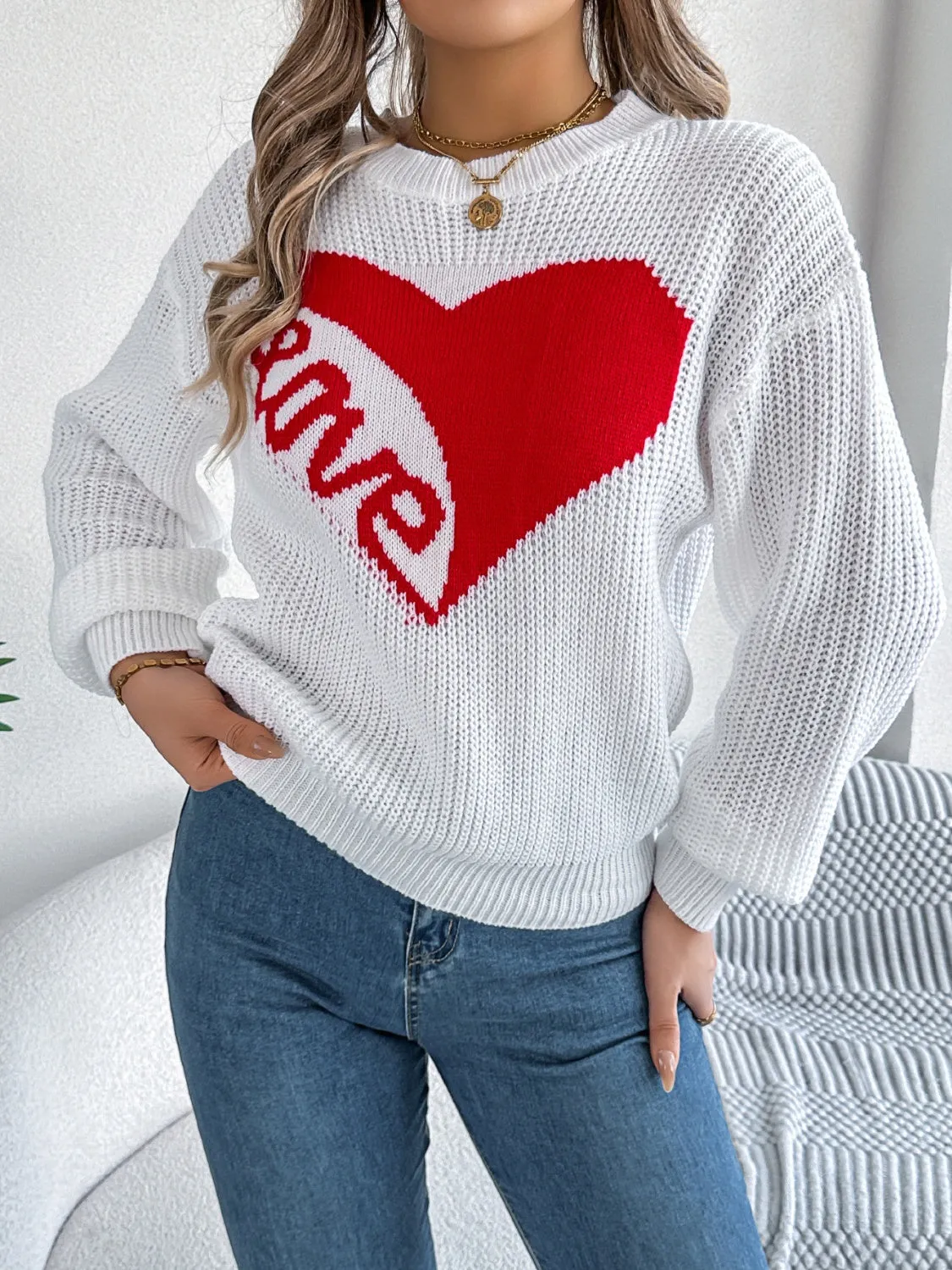 LOVE Heart Dropped Shoulder Sweater