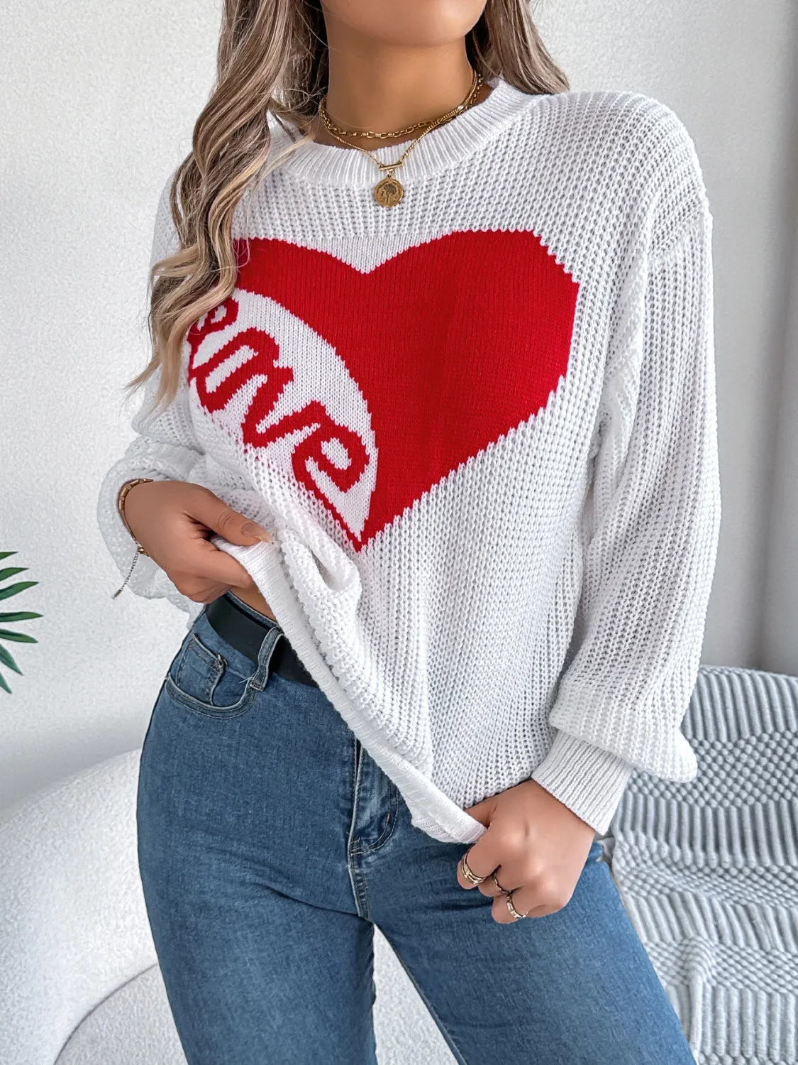 LOVE Heart Dropped Shoulder Sweater
