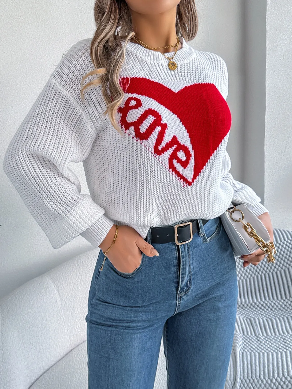 LOVE Heart Dropped Shoulder Sweater