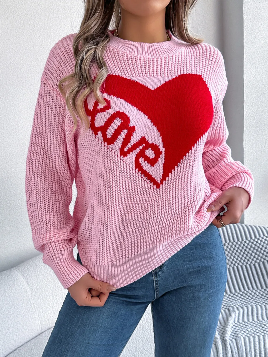 LOVE Heart Dropped Shoulder Sweater
