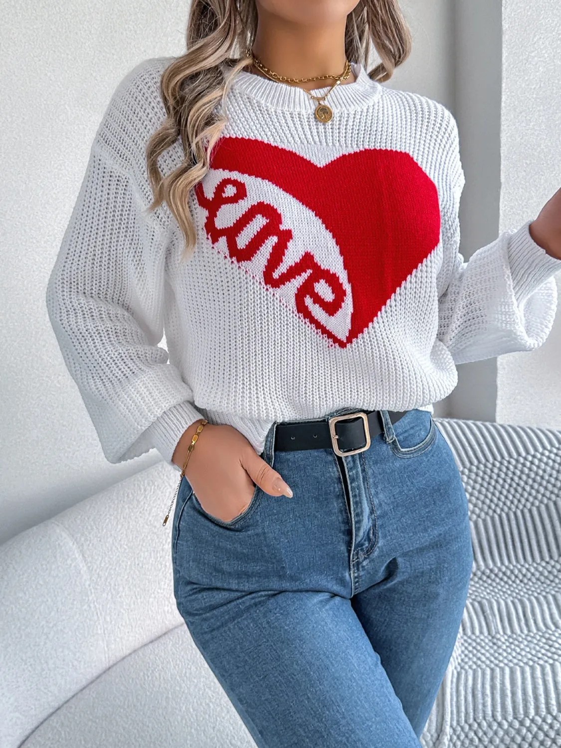 LOVE Heart Dropped Shoulder Sweater