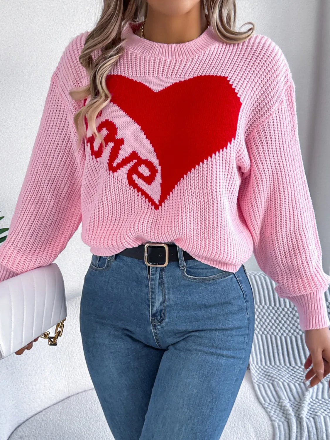LOVE Heart Dropped Shoulder Sweater