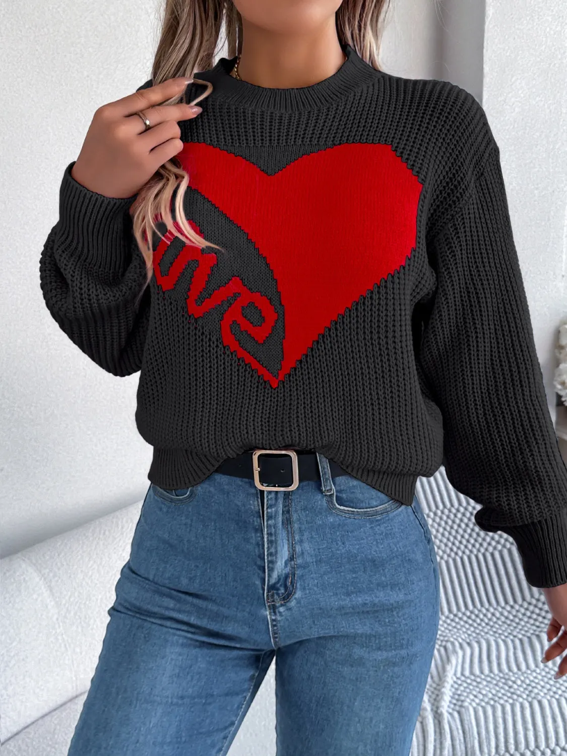 LOVE Heart Dropped Shoulder Sweater