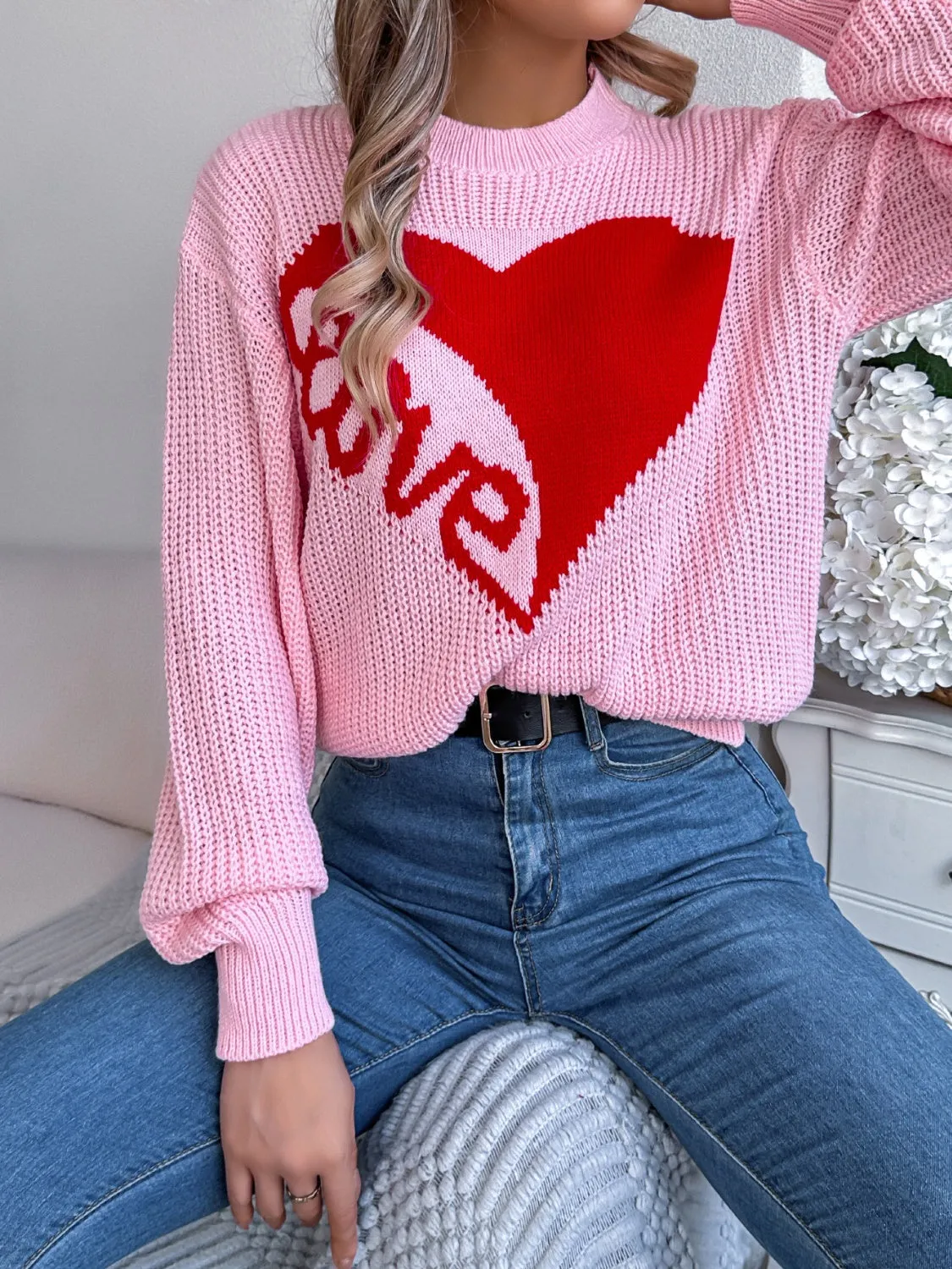 LOVE Heart Dropped Shoulder Sweater