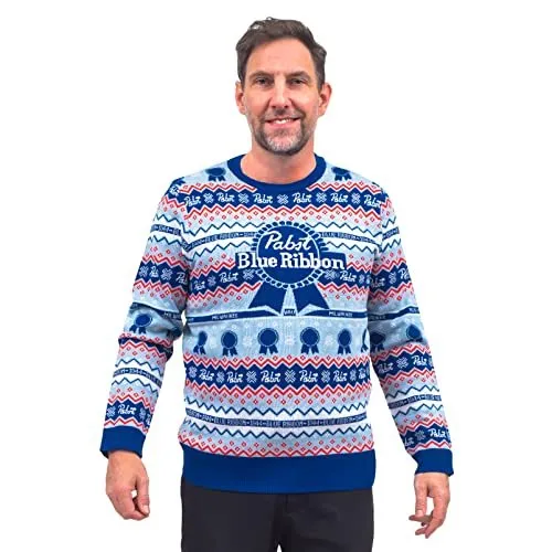 Mad Engine Pabst Fair Isle Beer Adult Unisex Holiday Ugly Christmas Sweater