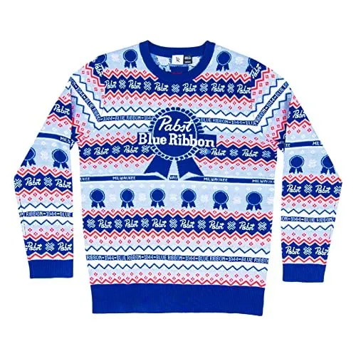 Mad Engine Pabst Fair Isle Beer Adult Unisex Holiday Ugly Christmas Sweater