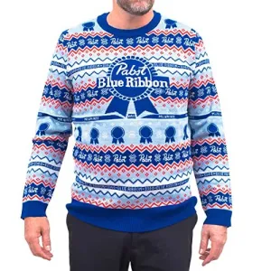 Mad Engine Pabst Fair Isle Beer Adult Unisex Holiday Ugly Christmas Sweater