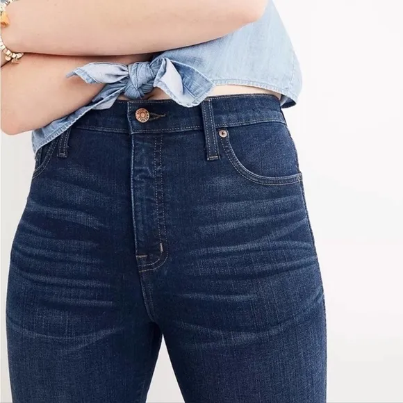 Madewell 24 High Rise Curvy Fit Dark Blue Denim Stretchy Skinny Premium Jeans
