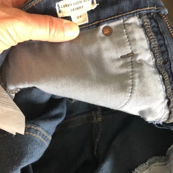 Madewell 24 High Rise Curvy Fit Dark Blue Denim Stretchy Skinny Premium Jeans