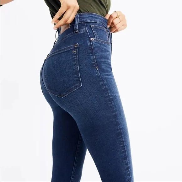 Madewell 24 High Rise Curvy Fit Dark Blue Denim Stretchy Skinny Premium Jeans