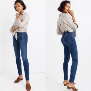 Madewell 24 High Rise Curvy Fit Dark Blue Denim Stretchy Skinny Premium Jeans