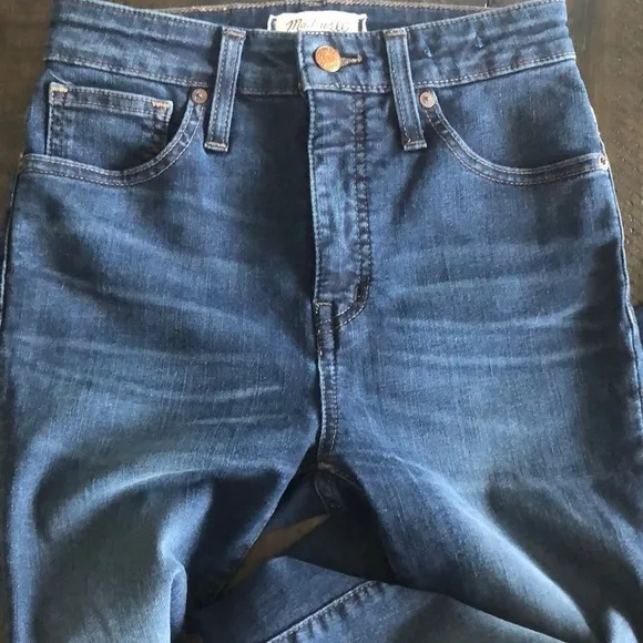 Madewell 24 High Rise Curvy Fit Dark Blue Denim Stretchy Skinny Premium Jeans