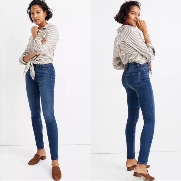 Madewell 24 High Rise Curvy Fit Dark Blue Denim Stretchy Skinny Premium Jeans