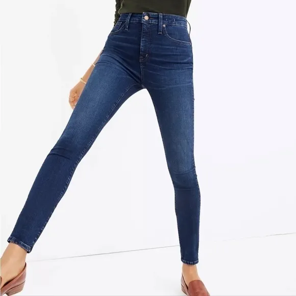 Madewell 24 High Rise Curvy Fit Dark Blue Denim Stretchy Skinny Premium Jeans