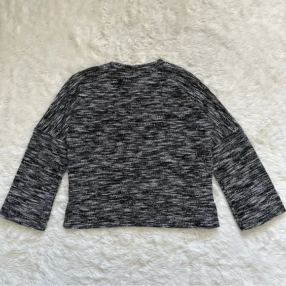 Madewell Sweater Button-Shoulder Wide-Sleeve Top Black White XXS NWT New