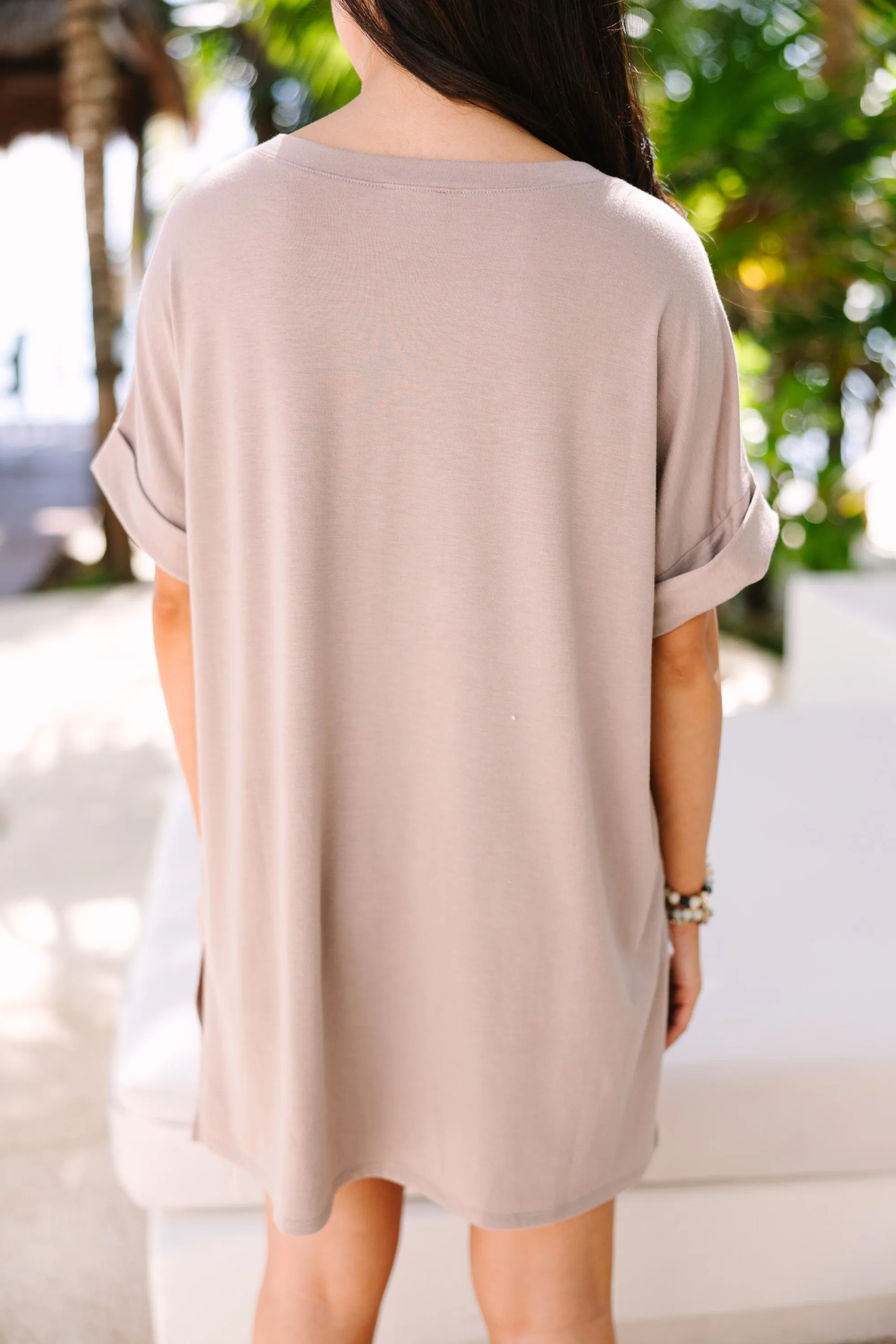 Make Your Life Easy Ash Mocha Brown V-Neck Top