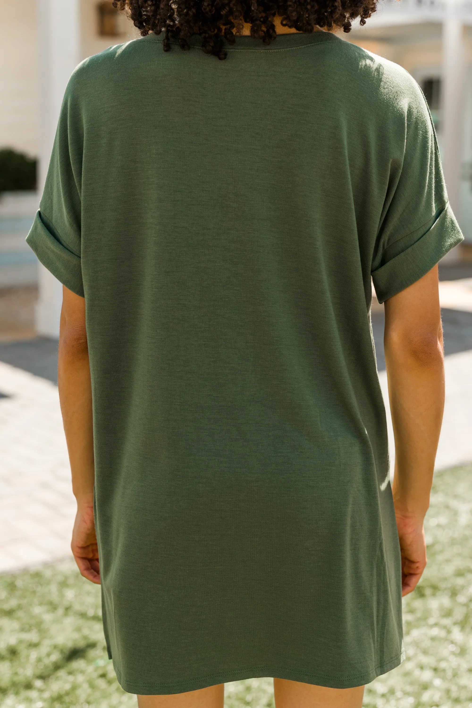 Make Your Life Easy Olive Green V-neck Top