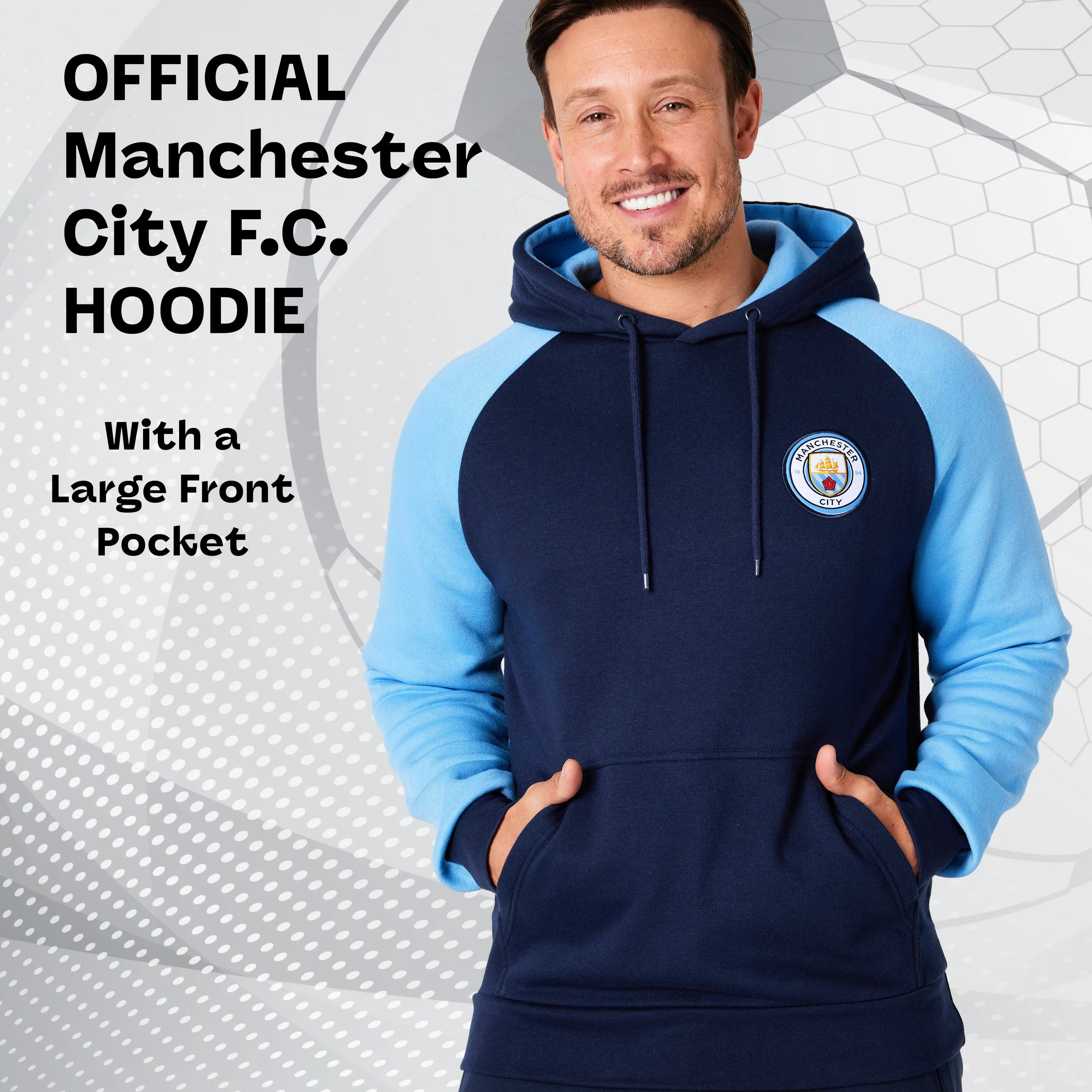 Manchester City F.C. Mens Hoodie with Kangaroo Pocket