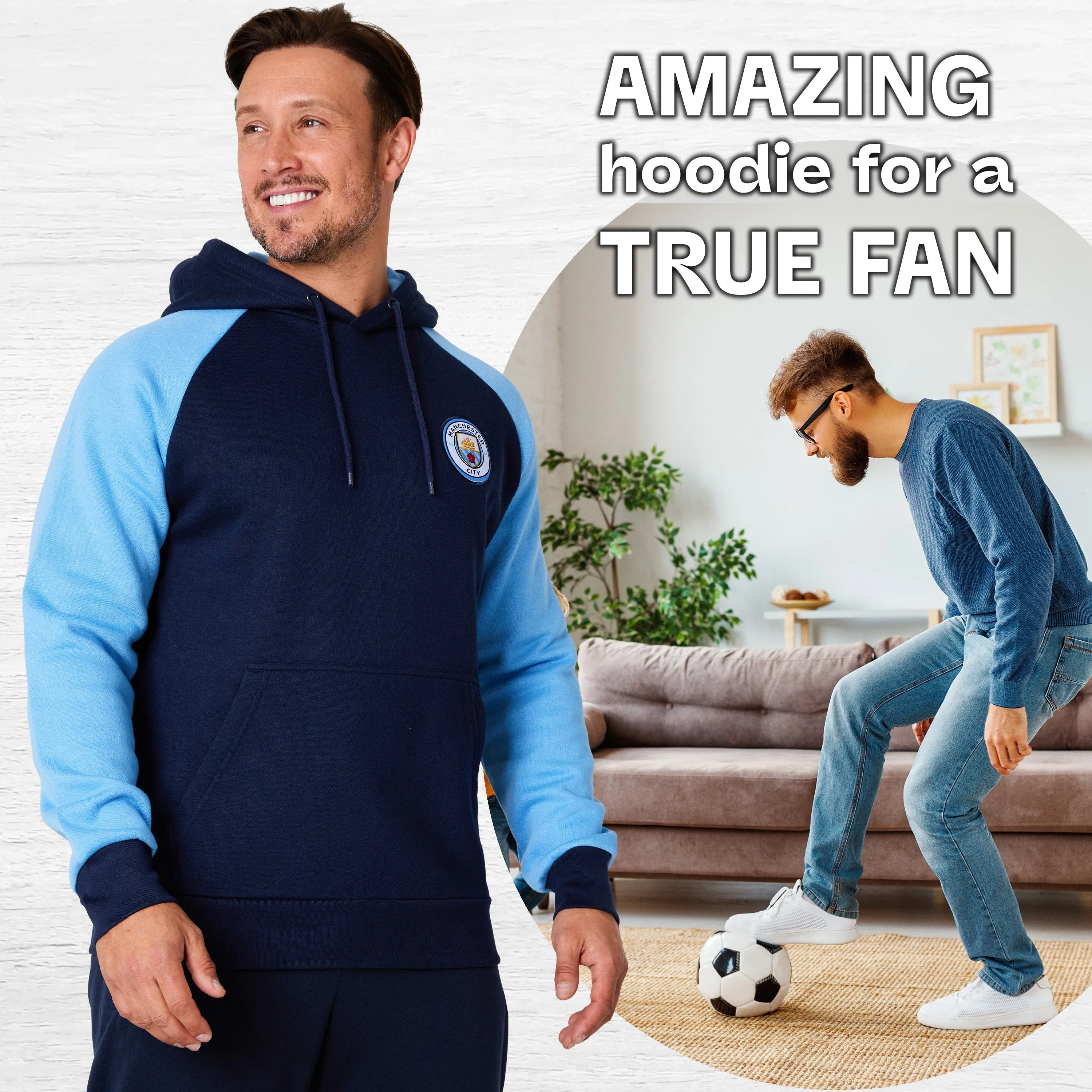 Manchester City F.C. Mens Hoodie with Kangaroo Pocket