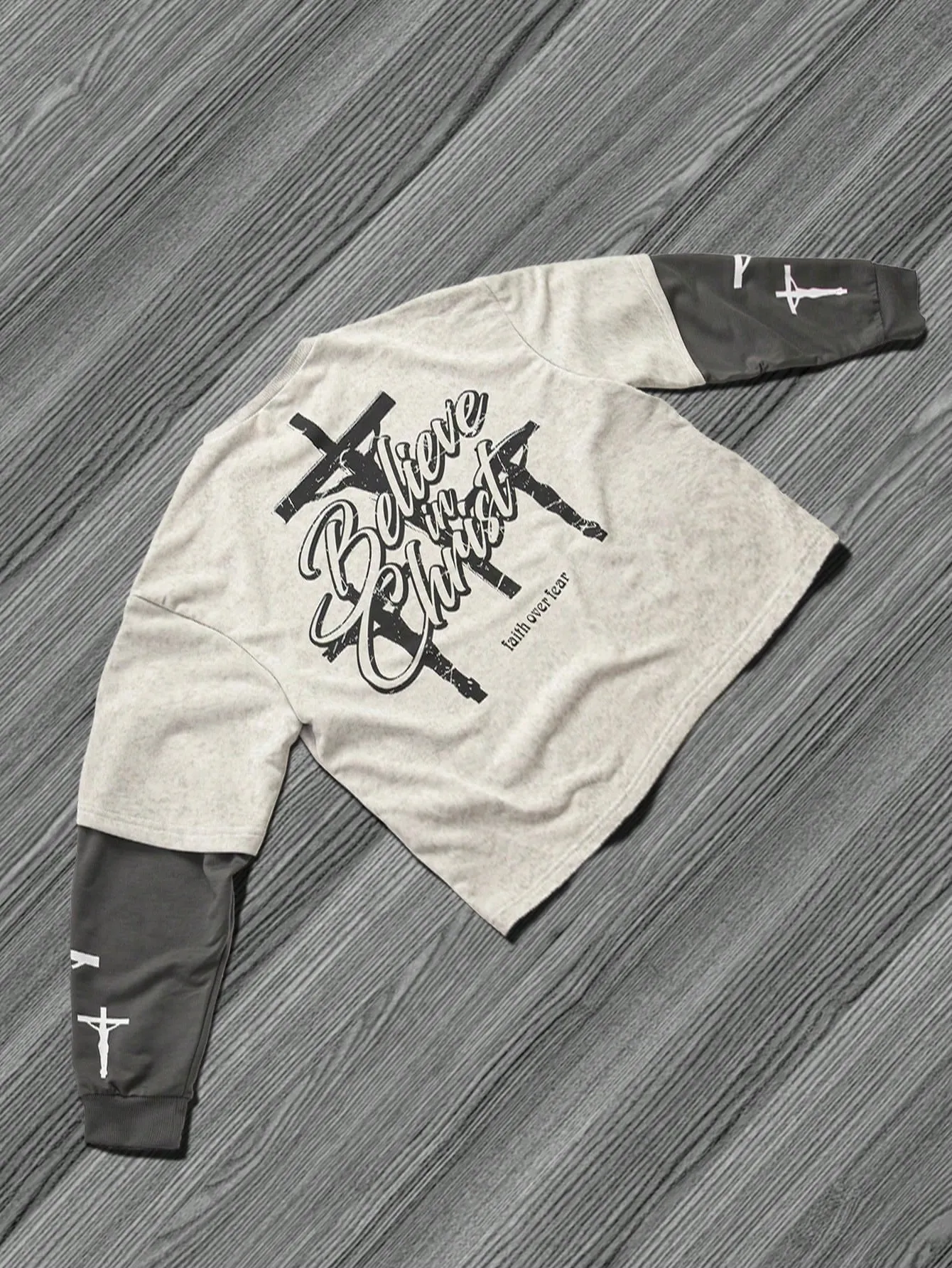 Manfinity Streetrush Men'S Casual Contrast Color Graphic Letter Printed Pullover Sweatshirt, Autumn Men S Graphics Long Sleeve