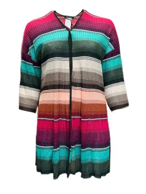 Marina Rinaldi Women's Bordeaux Messico Striped Knitted Cardigan Size M NWT