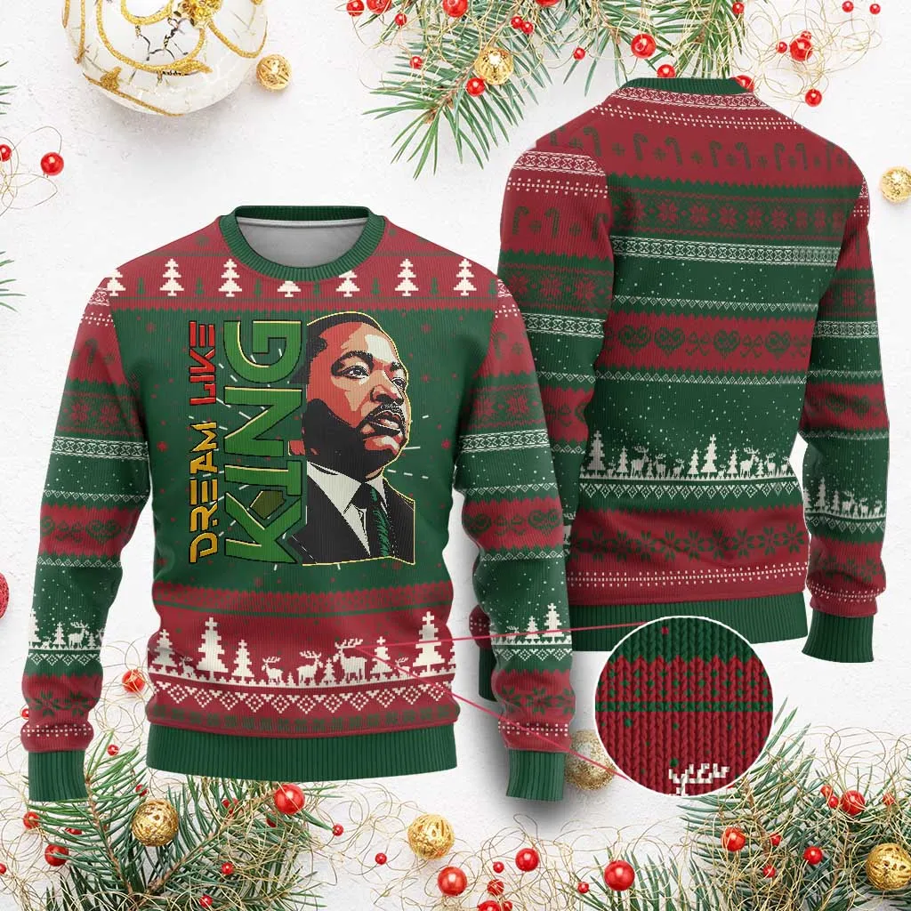Martin Luther King Jr Ugly Christmas Sweater Dream Like King MLK Day Black History TS09