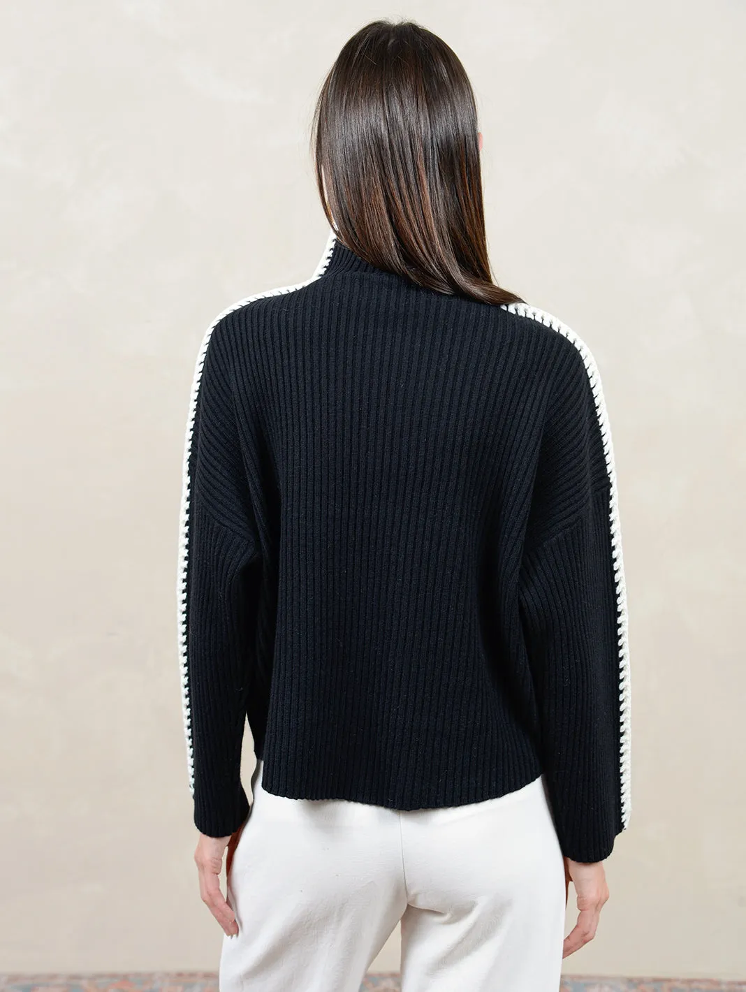 Marullo Stitch Cashmere Mock Neck Sweater for Women