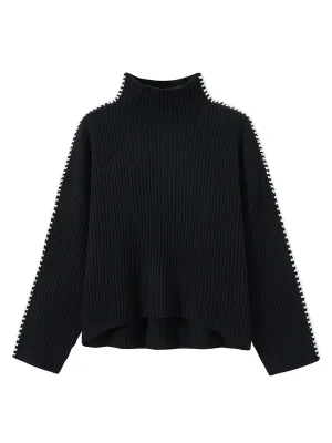 Marullo Stitch Cashmere Mock Neck Sweater for Women