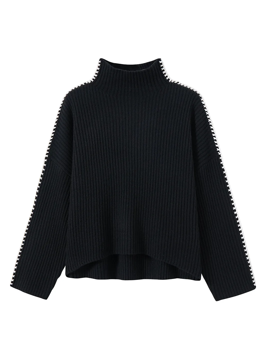 Marullo Stitch Cashmere Mock Neck Sweater for Women